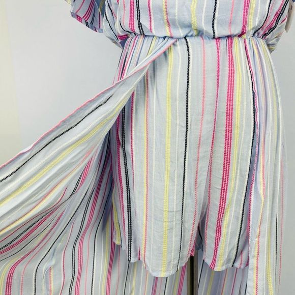 ☀️NWT MIDNIGHT DOLL Stripe Maxi Romper Off-the-Shoulder - Picture 11 of 16
